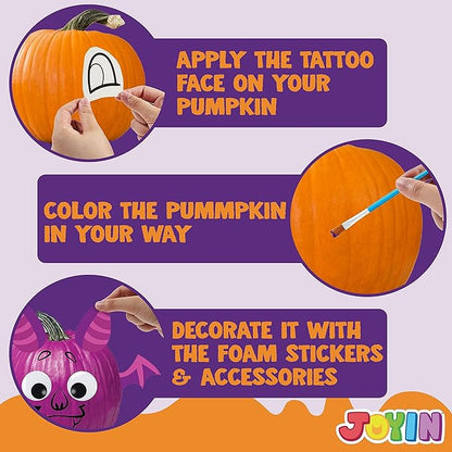 Klever Kits Halloween Arts and Craft Pumpkin Painting Kit, Party Favors for Kids, Halloween Pumpkin Decorating Kit for Party Supplies, Halloween Party Decor DIY Coloring Activities School Party Games