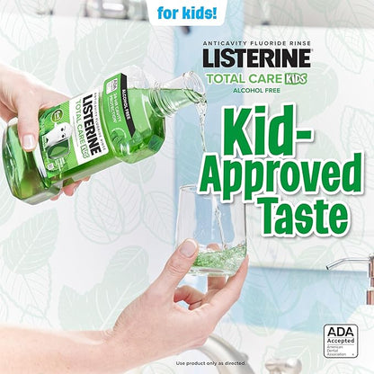 Listerine Total Care Kids Mouthwash, ADA Accepted, Alcohol-Free Anticavity Sodium Fluoride Mouthwash, Kids' Oral Rinse for Cavity Protection, Mint Flavor for Children's Oral Care, 500 mL