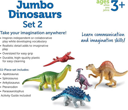 Learning Resources Jumbo Dinosaurs Expanded Set - 5 Pieces, Ages 3+, Dinosaurs for Toddlers, Dinosaurs Action Figure Toys, Kids' Play Dinosaur, Dinosaur toys for kids