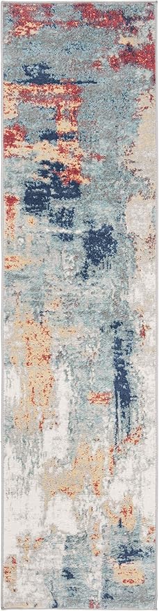 SAFAVIEH Jasper Collection Runner Rug - 2' x 14', Grey & Red, Modern Abstract Design, Non-Shedding & Easy Care, Ideal for High Traffic Areas in Living Room, Bedroom (JSP101C)