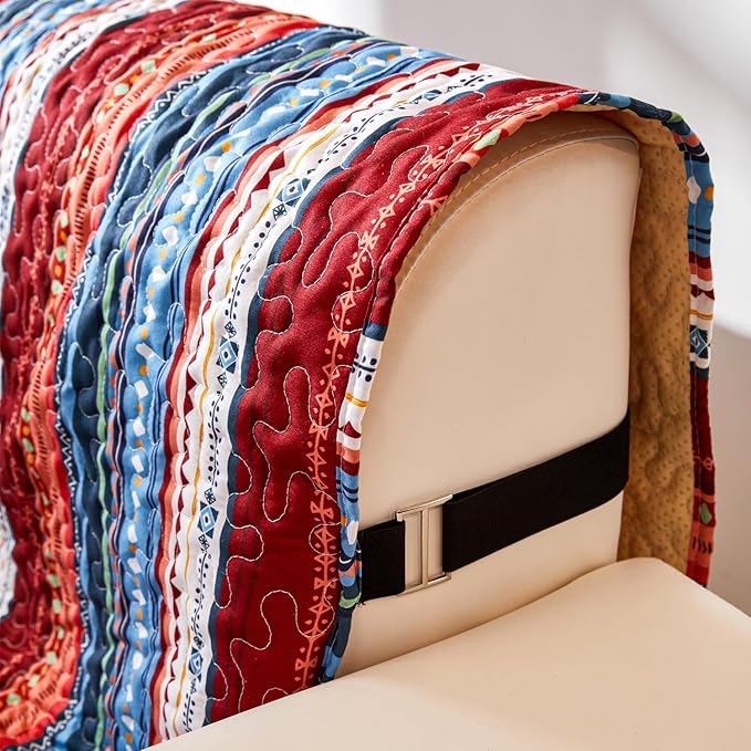 EVENHUG Boho Loveseat Sofa Cover Sofa Slipcover Washable Couch Cover 2 Cushion Sofa Furniture Protector Cover with Elastic Straps for Pets Kids Dog Cat (Loveseat)