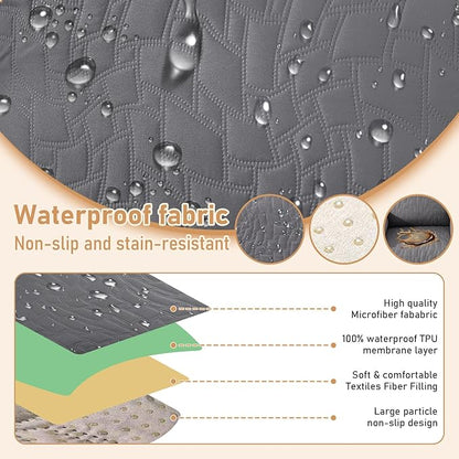 100% Waterproof Recliner Chair Covers for Reclining Chair, Small Recliner Covers That Stay in Place, Non-Slip Recliner Armchair Cover with Pockets for Kids, Pets, Dogs, Cat, Washable,Dark gray