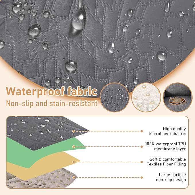 100% Waterproof Recliner Chair Covers for Reclining Chair, Small Recliner Covers That Stay in Place, Non-Slip Recliner Armchair Cover with Pockets for Kids, Pets, Dogs, Cat, Washable,Dark gray