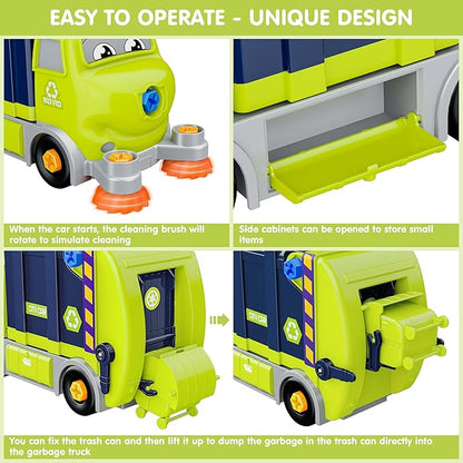 Trucks Take Apart Toys with Electric Drill, DIY Electric City Clean Truck Toy Set, STEM Assembled Educational Toys, Garbage Truck Toys, Birthday Gifts for 3 4 5 6 7 8 Years Old Boys Girls