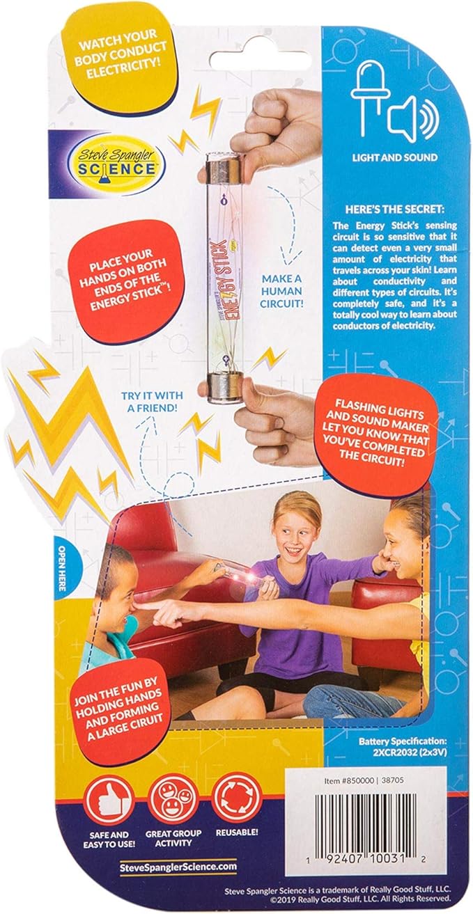 Steve Spangler Science Energy Stick – Fun Science Kits for Kids to Learn About Conductors of Electricity, Safe, Hands-On STEM Learning Toy, Independent or Group Activity for Classrooms or Home