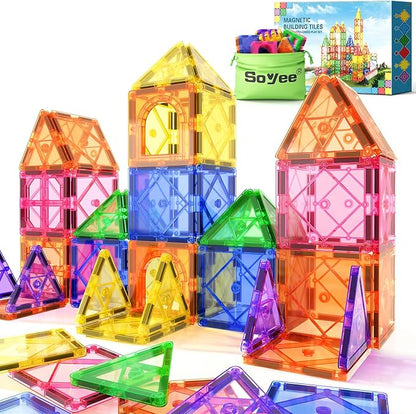 Magnetic Tiles Toddler Toys Magnetic Building Blocks for Kids Ages 3-12 STEM Educational Toys for Girls & Boys Sensory Play for Preschool Learning