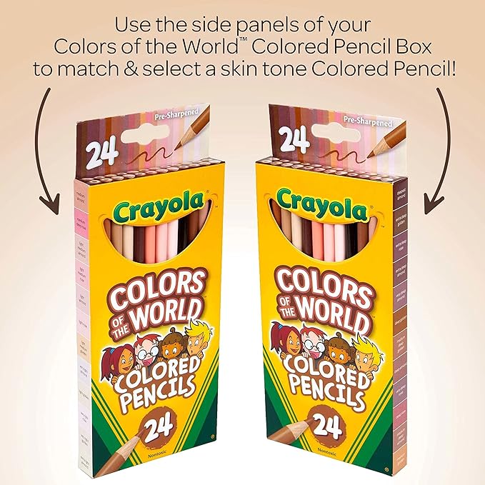 Crayola Colors of the World Colored Pencil Set (24ct), Skin Tone Colored Pencils for Kids, Coloring Book Pencils, Gifts for Kids