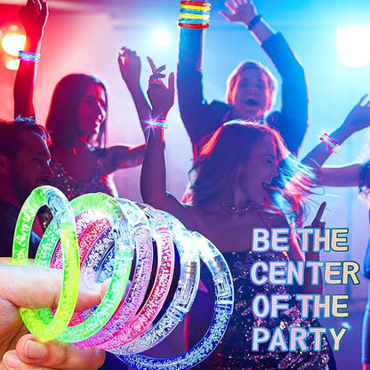 24Pack Glow Bracelets,Glow in The Dark Bracelets Flashing Light Up Bracelets,LED Bracelets Party Supplies Favors Game Gifts for Rave Concert Carnival,6 Color