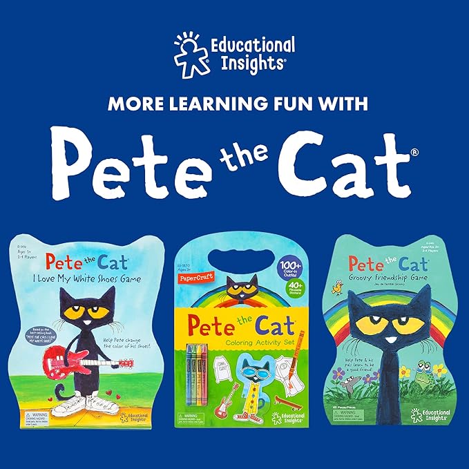 Educational Insights Hot Dots Pete The Cat Kindergarten Reading & Math Workbook, Includes 200 Activites, Reading Games for Kids Ages 5+