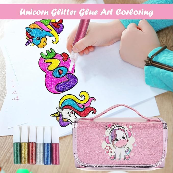 Fruit Scented Markers Set 56 Pcs with Unicorn Pencil Case, Gifts for Girls Ages 4-6-8, Supplies for Kids Art and Craft Coloring