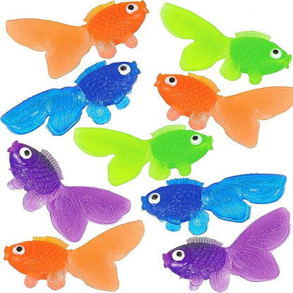 Plastic Vinyl Goldfish - 720pcs, 2 Inches Long Gold Fish Toys in Assorted Colors for Party Favors, Carnival Kids Prizes, Decorations, Crafts, Games and Birthday Party Supplies, Stocking Stuffers