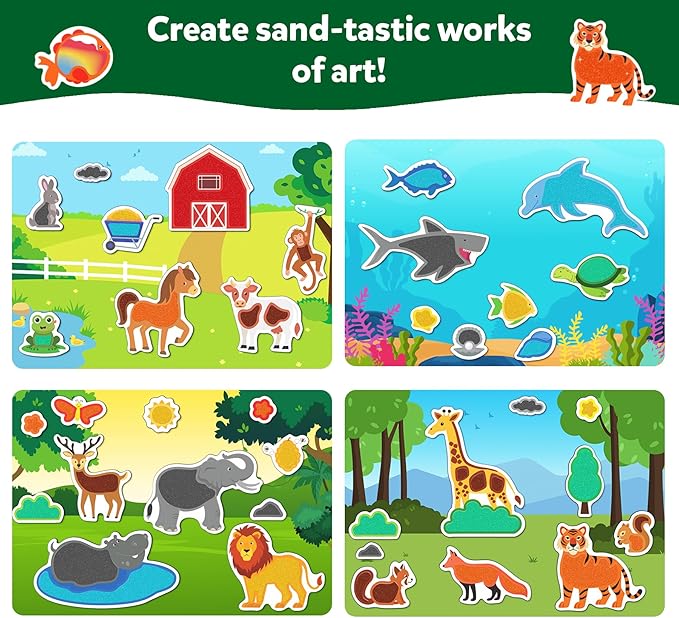 Skillmatics Art & Craft Activity - Sand-Tastic Art Animals, Sand Art for Kids, Craft Kits & Supplies, DIY Creative Activity, Gifts for Girls & Boys Ages 4, 5, 6, 7, 8, 9, 10