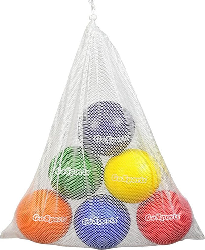 GoSports Soft Skin Foam Playground Dodgeballs - Set of 6 Includes Mesh Carry Bag