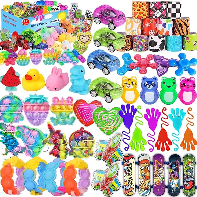 117 Pcs Party Favors for Kids 4-8, Pop Fidget Toys, Pinata Filler, Goodie Bag Stuffers, Treasure Box Toys, Classroom Prizes, Prize Box Toys for Kids 8-12