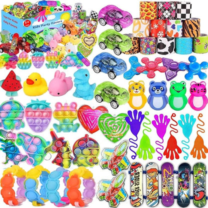 117 Pcs Party Favors for Kids 4-8, Pop Fidget Toys, Pinata Filler, Goodie Bag Stuffers, Treasure Box Toys, Classroom Prizes, Prize Box Toys for Kids 8-12