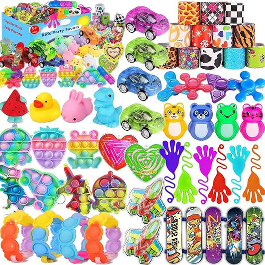 117 Pcs Party Favors for Kids 4-8, Pop Fidget Toys, Pinata Filler, Goodie Bag Stuffers, Treasure Box Toys, Classroom Prizes, Prize Box Toys for Kids 8-12