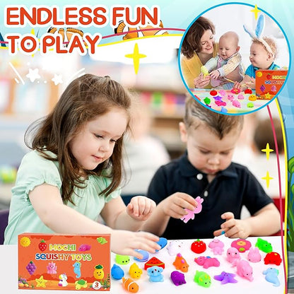 32 Pack Mochi Squishy Toys Kawaii Squishies Stress Relief Toys Pack for Kids Boys Girs Party Favors Bulk Easter Egg Fillers Easter Hunt Basket Stuffers