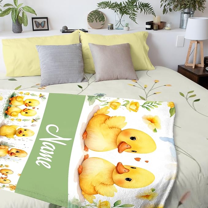 Aparajita Custom Name Yellow Ducks Adult Duck Blanket Kids Funny Blanket Suitable for Bedroom Bed Sofa Crib Couch Chair Outdoor All Season Items That Yellow Duck Lovers Will Love 40"x30"for Pets