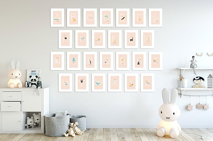 English Alphabet Flash Cards, Set of 26 (5" x 7") Cards with Animal Prints to Inspire ABC Learning for Toddlers. A Classroom Must Haves. Best for Preschool Learning Activities or Alphabet Wall Chart