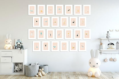 English Alphabet Flash Cards, Set of 26 (5" x 7") Cards with Animal Prints to Inspire ABC Learning for Toddlers. A Classroom Must Haves. Best for Preschool Learning Activities or Alphabet Wall Chart