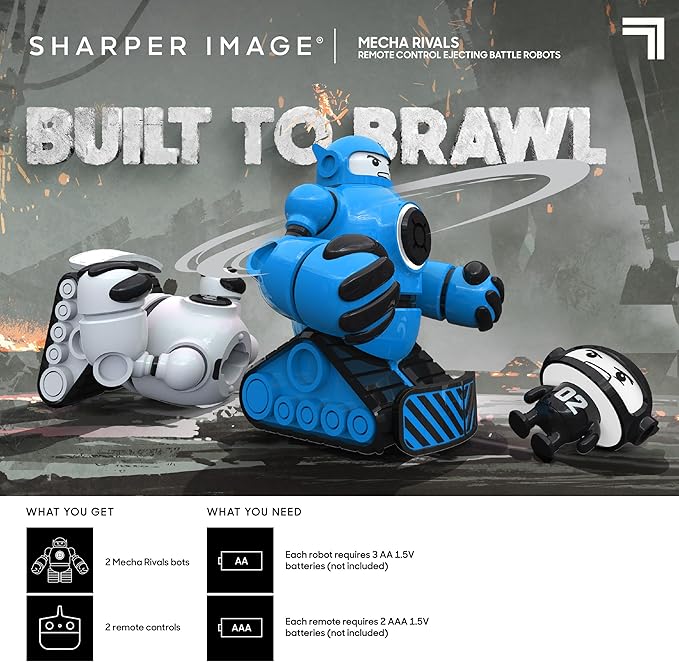Sharper Image® Mecha Rivals Remote Control Battle Robots, Two-Player Wireless Fighting Set with Lights and Sounds