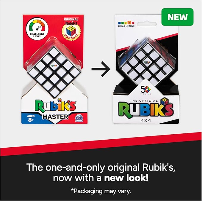 Rubik’s Cube, The Official 4x4 Rubik's Cube Classic Color-Matching Puzzle, Twisting Fidget Toy, Challenging Brain Teaser & Sensory Puzzle for Adults, Teens, & Kids, for Ages 8 & Up
