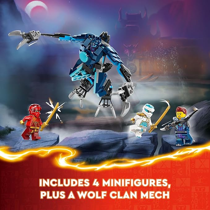 LEGO NINJAGO Kai’s Elemental Fire Mech Action Figure, Mini Ninja Toy for Kids with Customizable Red Ninja Figure Plus Kai and Zane Minifigures, Adventure Set for Boys and Girls Ages 7 and Up, 71808