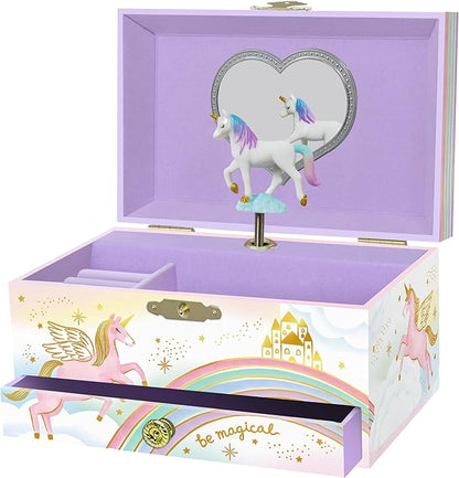 Musical Unicorn Kids Jewelry Box - Girls Jewelry Box with Mirror, Unicorn Gifts for Little Girls, Unicorn Toys for Girls Age 4-6