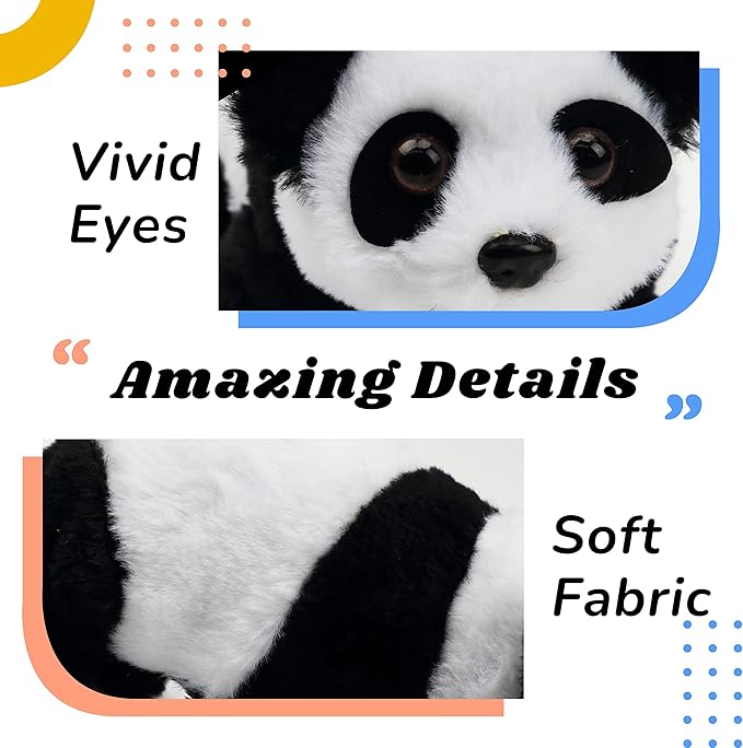 Hopearl Crawling Panda Interactive Electronic Pet Plush Toy with Sounds and Movements Animated Shaking Head Gifts for Toddlers Birthday, 7''