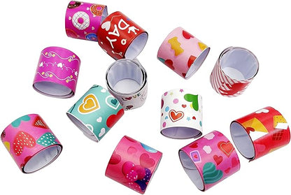 Valentine Slap Bracelets for Kids Valentines Day Slap Bracelets Bulk for Boys and Girls Holiday Slap Bracelet Party Favors Supplies Classroom Prizes Exchanging Gifts (24)