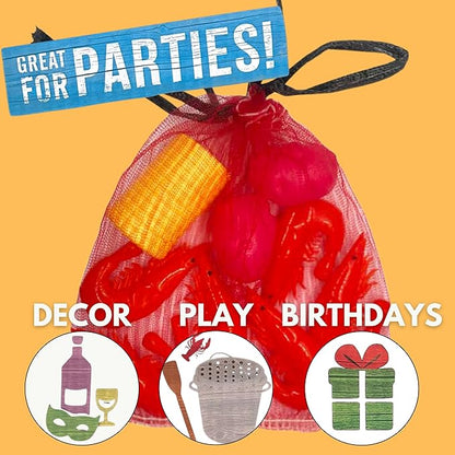 Lil' Bit Boiling Co. Kids Louisiana Shrimp Boil Playset - Toy Food Kitchen Set for Children with Pot, Strainer, Wooden Paddle and Accessories