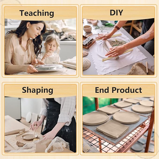 Sasylvia 10 Pcs Pottery Rolling Pin Guides Wood Teaching Rolling Mud Stick Guide Set Polymer Clay Depth Guide Pottery Tools Clay Mudboard Tools (5 Size,Wood Color)
