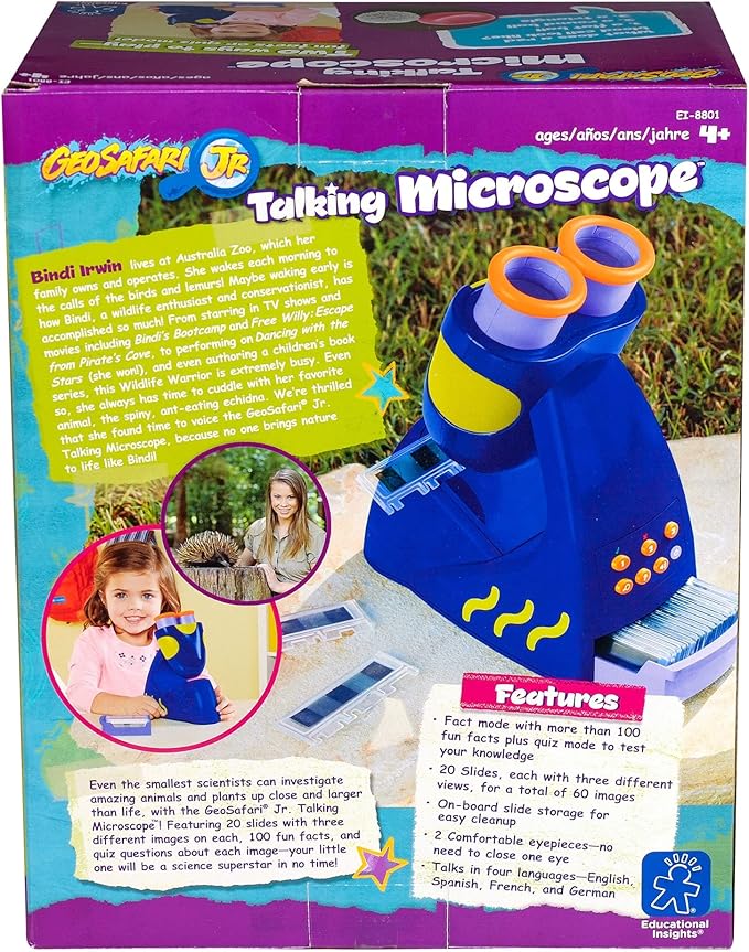 Educational Insights GeoSafari Jr. Talking Microscope Featuring Bindi Irwin: Microscope for Kids, STEM & Science Toy, Interactive Learning, Ages 3+