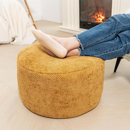 Pouf Ottoman Foot Rest Living Room Floor Pouf Lightweight Modern Stuffed Poof Foot Stool Perfect 20x12 Inches Underdesk Foot Rest for Office (Light Coffee)
