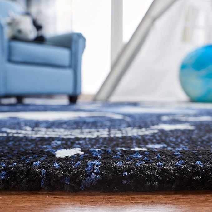 SAFAVIEH Carousel Kids Collection Runner Rug - 2' x 8', Dark Blue & Light Blue, Non-Shedding & Easy Care, Ideal for High Traffic Areas for Boys & Girls in Playroom, Nursery, Bedroom (CRK122M)