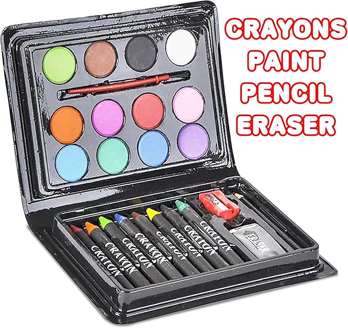 ArtCreativity Mini Art Sets for Kids- Pack of 12-23-Piece Kits with Watercolors, Crayons, Paint Brush and More- Fun Art Supplies, Party Favors for Girls and Boys, Goody Bag Fillers, Carnival Prize
