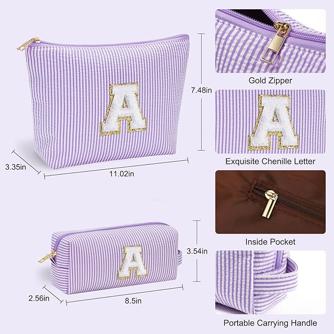 YOOLIFE Preppy Stuff for Teen Girls, Gifts for Teen Girls Birthday Gifts Idea for Mom Her | Personalized Cute Makeup Bag for Girlfriend | 21st Birthday Gifts for Her Makeup Pouch Monogram Makeup Bag J