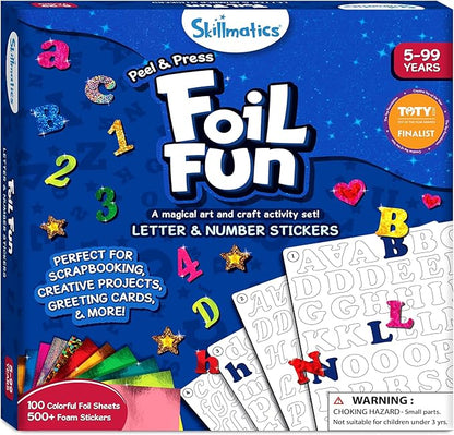 Skillmatics Art & Craft Activity - Foil Fun Letter & Number Stickers, Mess-Free Art, Project Kits, DIY Colorful Creative Activity, Gifts for Ages 5, 6, 7, 8, 9, and Up