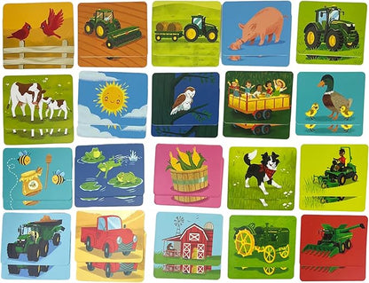 Cottage Door Press John Deere Memory Matching Game for Kids Ages 3+ 72 Large Thick Cards Including Farm Animals and Tractors in a Sturdy Compact Box
