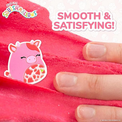 Original Squishmallows Calynda The Cow Premium Cloud Slime, Strawberry Scent, 8 oz. Jar Storage Container with Figurine Topper, Rubber Charm, Goodie Bags Stuffers, Kids Party Favors, Sensory Toys