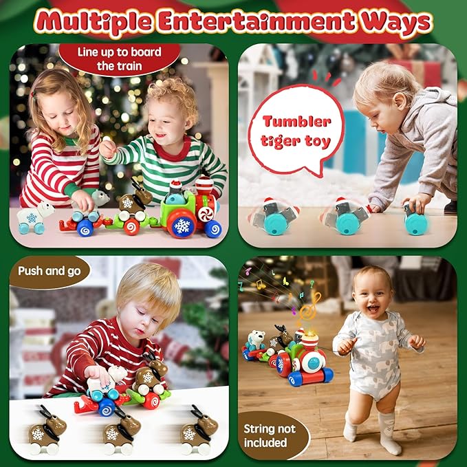 Marstone Baby Toys for 1 Year Old Boys and Girls Gifts, Train Car Set for Toddlers 1-2, Push Animal Car Toys for 12-18 Months, Learning Train Toy for Toddlers 1 2+ Yr Old Birthday Xmas Gift