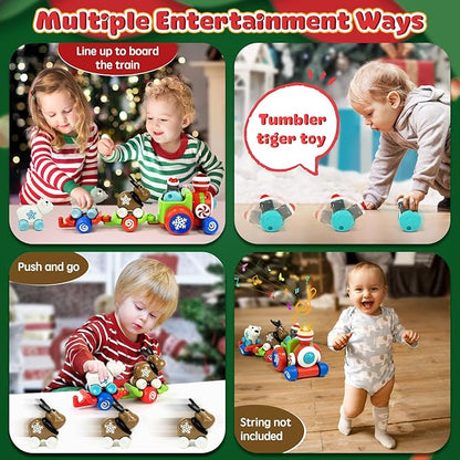 Marstone Baby Toys for 1 Year Old Boys and Girls Gifts, Train Car Set for Toddlers 1-2, Push Animal Car Toys for 12-18 Months, Learning Train Toy for Toddlers 1 2+ Yr Old Birthday Xmas Gift