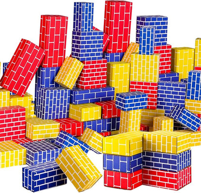Junkin 80 Pack Jumbo Cardboard Building Blocks for Kids Large Stacking Cardboard Bricks Thick Building Blocks for Construction Supplies Favor Preschool Building Sets Daycare Toddlers