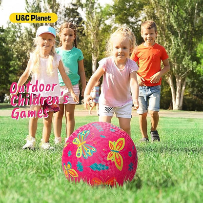 U&C Planet Playground Balls for Toddlers 1-3, 2 Pack 6 inch 8.5 inch Kickball for Kids Outdoor Indoor, Catoon Rubber Balls with Pump, Child Gift for Boys Girls 1-3 3-5 5-10