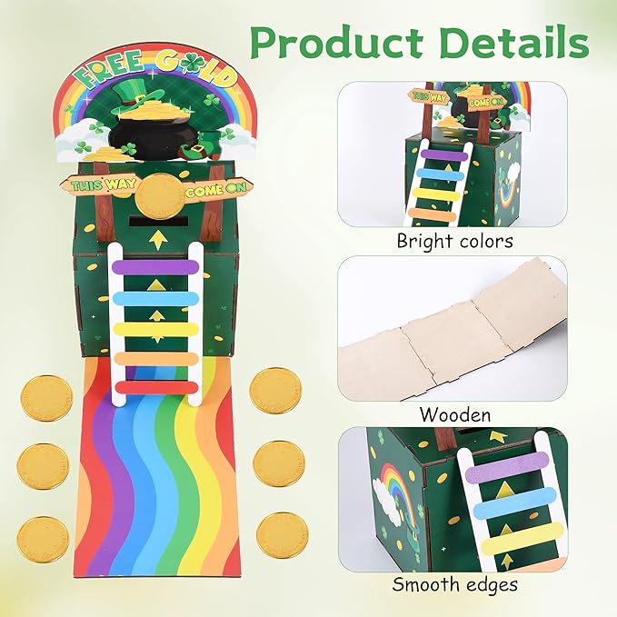 Leprechaun Trap Kit for Kids, St Patrick's Day Wood DIY Crafts Kit to Catch A Leprechaun, St Patricks Day Party Supplies Decorations Leprechaun Trap Toys Gifts for Kid Friends