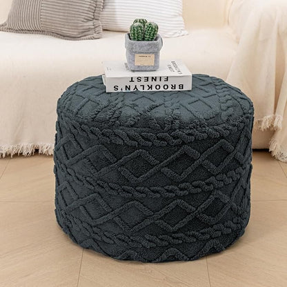 Round Pouf Ottoman Boho Poof Home Decor Floor Pouffe Handmade Circular Ottoman Footrest for Bedroom Foot Stool Poufs for Living Room 20x20x14 Inches