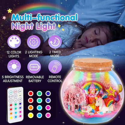 Unicorn Terrarium Kit for Kids - Arts & Crafts Activities Sets With Glow in The Dark Painting - DIY Unicorn Toys Birthday Gifts for Girls Age 5, 6, 7, 8, 9, 10, 11 & 12 Year Old(Unicorn Terrarium)