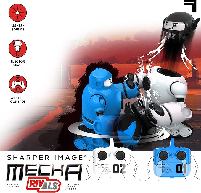 Sharper Image® Mecha Rivals Remote Control Battle Robots, Two-Player Wireless Fighting Set with Lights and Sounds