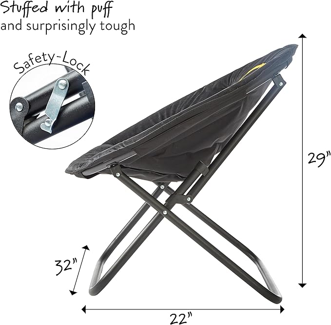 Idea Nuova Batman Folding Lounge and Gaming Saucer Chair, Polyester, 29" H x 32" W x 22" D, 16"D x 19"H, 14" from floor