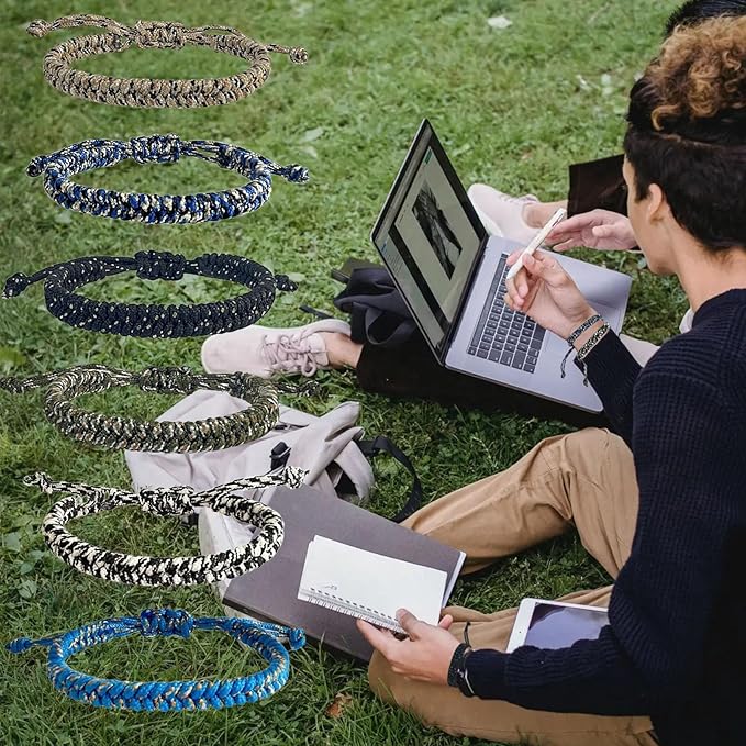 12 pcs Braided Friendship Bracelets for Teen Boys Woven Paracord Bracelets Set Valentines Exchange Gifts Easter Basket Fillers for Teen Teenager Birthday Christmas Party Favors